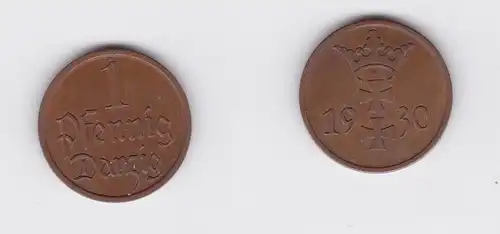 1 Pfennig Kupfer Münze Freie Stadt Danzig 1930 (127040)