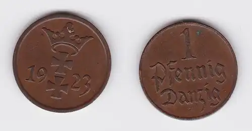 1 Pfennig Kupfer Münze Freie Stadt Danzig 1923 (127187)