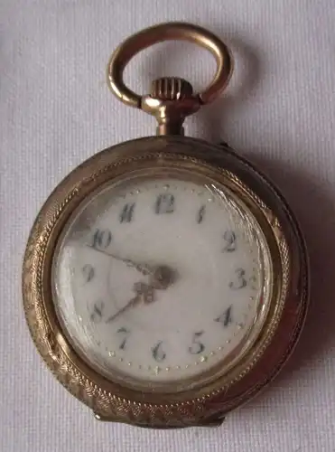 Schöne Jugendstil Damen Taschenuhr Gold um 1910 (117663)