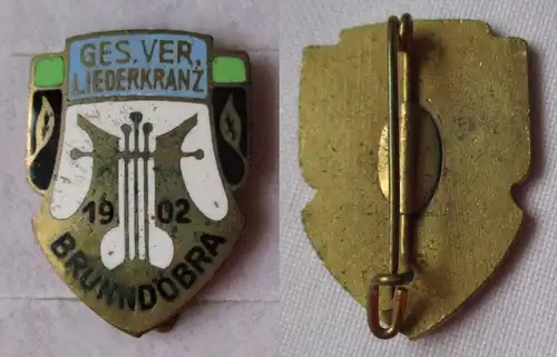 Emailliertes Abzeichen Ges.Ver. Gesangsverein Liederkranz Brundöbra 1902 /119851