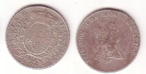 2/3 Taler Silber Muenze Sachsen 1764 IFoF (104881)