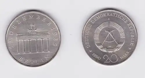 DDR Gedenk Silber Münze 20 Mark Brandenburger Tor 1990 (127373)