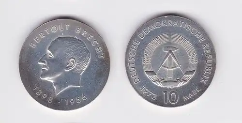 DDR Gedenk Silber Münze 10 Mark Bertholt Brecht 1973 (109192)