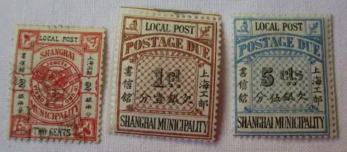 Briefmarken Local Post Shanghai Municipality mit 3 Werten (100238)
