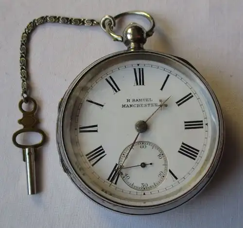 Hochwertige Taschenuhr 925er Silber H.Samuel Manchester vor 1900 (124843)