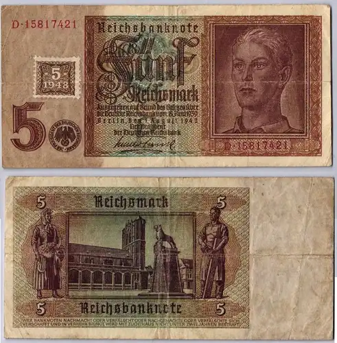 5 Mark Banknote DDR Deutsche Notenbank 1948 Kuponausgabe Ro.Nr.333 (105854)