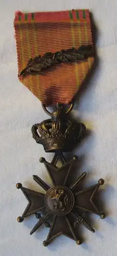 Orden Belgien Kreuz mit Krone und Band mit Lorbeerzweig (122500)