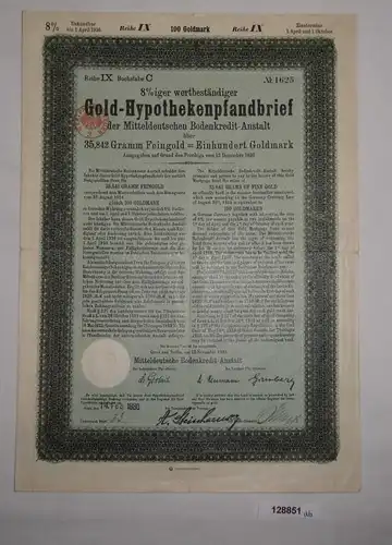 100 Goldmark Pfandbrief Mitteldeutsche Bodenkredit-Anstalt Greiz 1929 (128851)