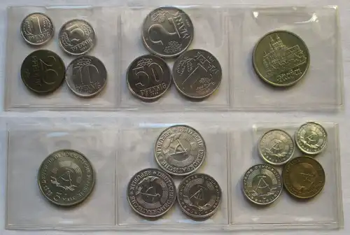 Kompletter DDR Kursmünzensatz (KMS) mit 5 Mark Meißen 1983 Stempelglanz (129738)