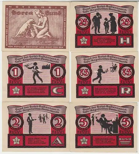 6 Banknoten Notgeld Lübeck Horca Bund um 1921