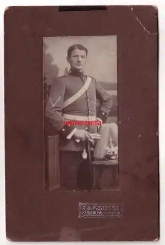 66996 Kabinettfoto Karlsruhe Soldat mit Pickelhaube Baden