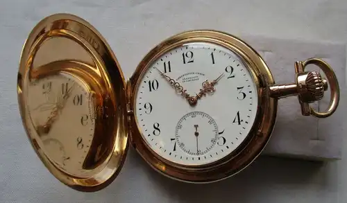 Schöne Taschenuhr Uhrenfabrik Union Glashütte 585er Gold um 1900 (129756)