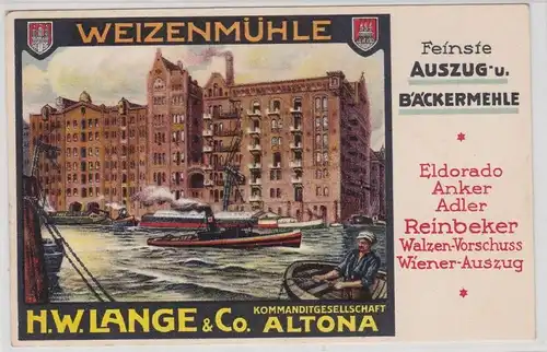 92173 Reklame Ak Altona Weizenmühle H.W.Lange & Co. um 1930