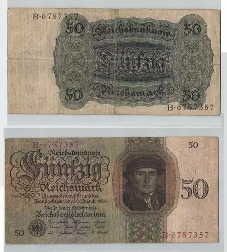 50 Reichsmark Banknote Deutsches Reich 11.10.1924 Rosenberg 170 a (129266)