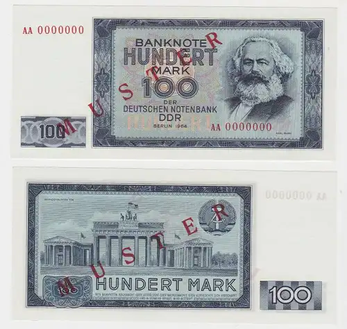 Muster Banknote 100 Mark DDR 1964 Deutsche Notenbank kassenfrisch (130356)