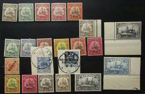 Briefmarken dt.Kolonien Marianen, Samoa, Marshall Inseln mit 22 Werten (130035)