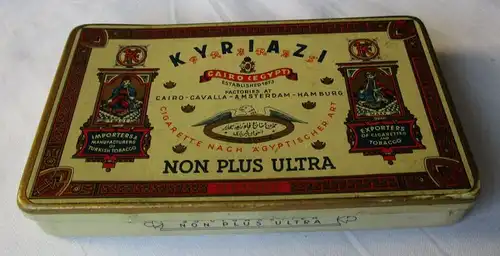 Seltene Reklame Zigarettendose Kyriazi Frères NON PLUS ULTRA Cigarettes (129462)