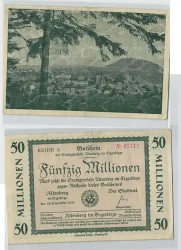 Banknote 50 Millionen Mark Notgeld der Stadt Altenberg 24.09.1923 (129056)