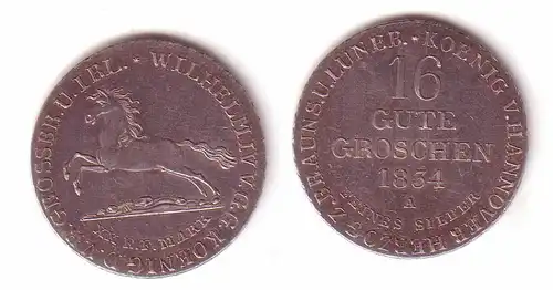 16 Gute Groschen Silber Münze Hannover 1834 A (109872)