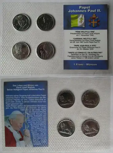 Kursmünzsatz KMS Papst Johannes Paul II. 4 Münzen 1 Franc (129739)