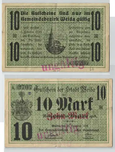 10 Mark Banknote Notgeld Stadt Weida  25.November 1918 (129577)