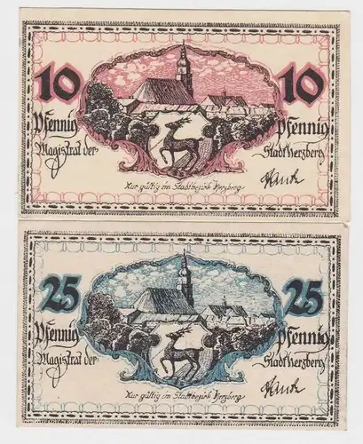 10 & 25 Pfennig Banknoten Notgeld Stadt Herzberg ohne Datum (122476)