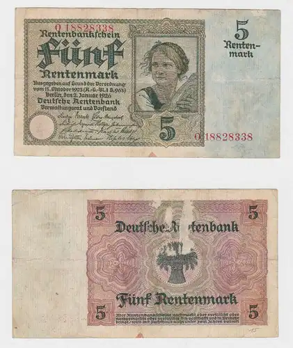 5 Rentenmark Banknote Weimarer Republik 2.1.1926 (130684)