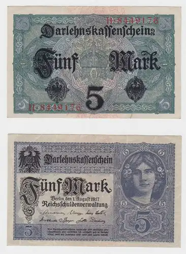 5 Mark Darlehenskassenschein Deutsches Reich 1.8.1917 Ro.54 a (131100)