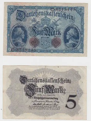 5 Mark Darlehenskassenschein Deutsches Reich 5.8.1914 Ro.48 b (130935)
