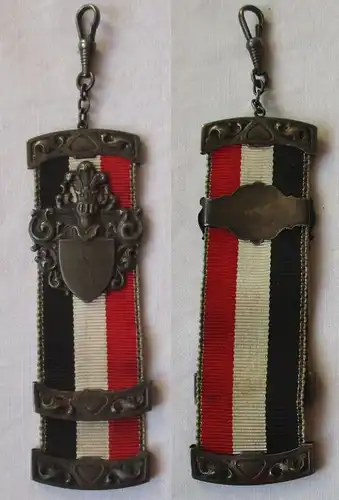 Alter Studentika Bierzipfel Wappen ohne Gravur schwarz weiß rot um 1910 (116700)