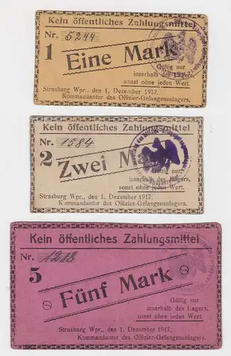 3 Banknoten Offiziersgefangenenlager Strasburg Westpreußen 1917 (130057)
