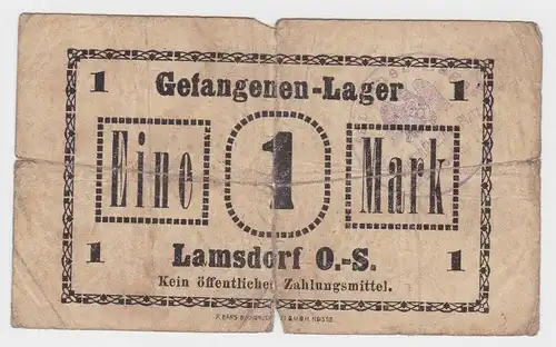 1 Mark  Banknote Gefangenenlager Lamsdorf Oberschlesien 1.Weltkrieg (130787)