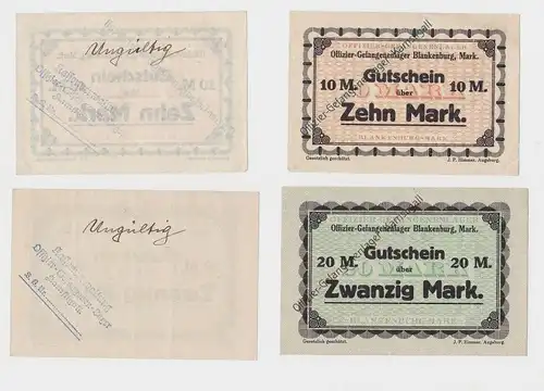 10 & 20 Mark Banknoten Offizier-Gefangenenlager Kamstigall (Ostpreußen) (130316)