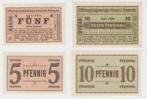 5 & 10 Pfennig Banknoten Offiziersgefangenenlager Hesepe bei Bramsche (130160)