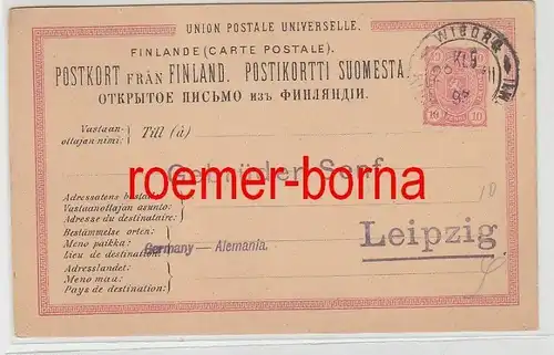 75283 alter Ganzsachen Karte Finnland 10 Penni 1893 nach Leipzig