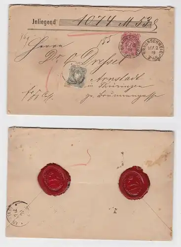 Wert Brief von Braunschweig nach Arnstadt Michel Nr. 38, 41, 1879 (126223)