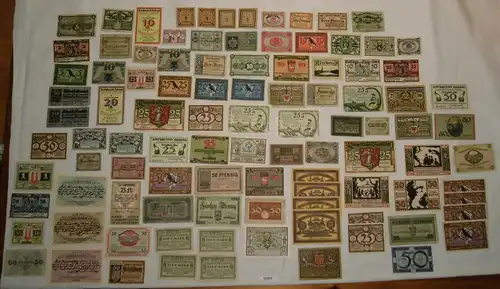 Sammlung mit 100 Banknoten Notgeld Deutsches Reich um 1921 (132913)