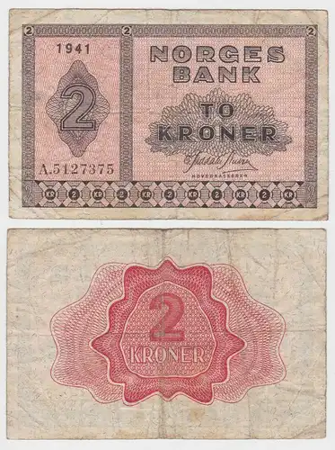 2 Kronen Kroner Banknote Norwegen 1941 (131837)