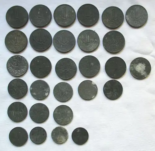 29 Zink Notmünzen Böhmen und Mähren 1940-1944 (112956)
