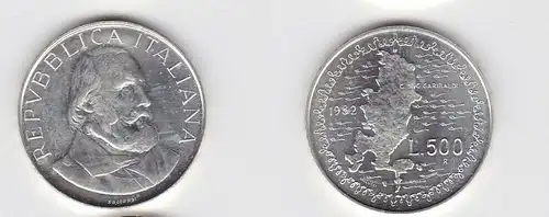 500 Lire Silber Münze Italien 1982 Giuseppe Garibaldi (130919)