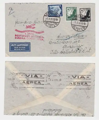 Luftpost Brief 1.Jahr Deutscher Postflug Europa Südamerika 1935 (126708)