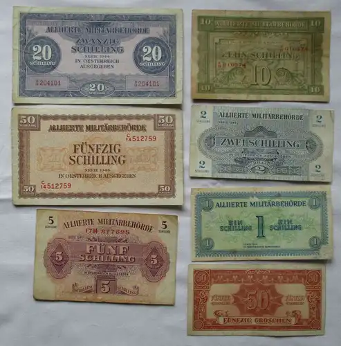 7 seltene Banknoten alliierte Militärbehörde Österreich 1944 (120483)