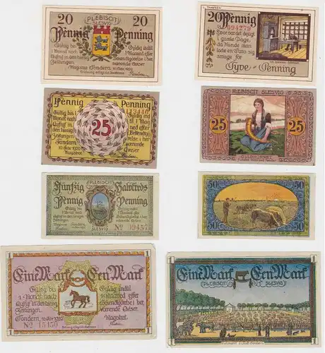20, 25, 50 & 100 Pfennig Banknoten Notgeld Stadt Tondern 1920 (132411)