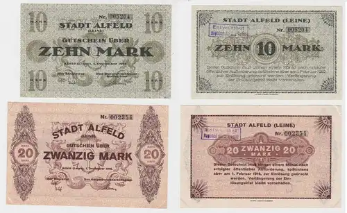 10 & 20 Mark Banknoten Notgeld Stadt Alfeld (Leine) 1.Dezember 1918 (133064)