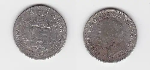 1/6 Taler Silber Münze Sachsen 1856 F (130298)