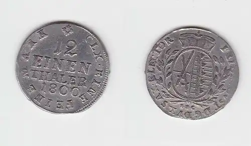 1/12 Taler Silber Münze Sachsen 1800 IEC (130214)