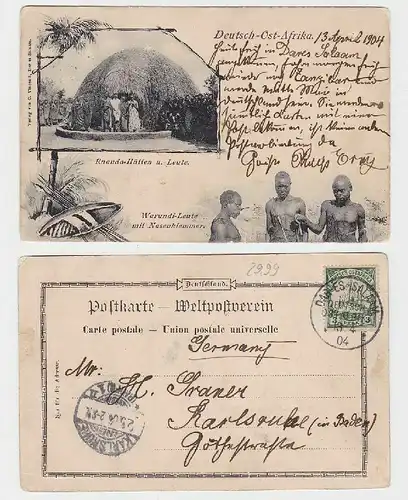 55612 Mehrbild Ak Deutsch Ost Afrika Ruanda Hütten und Leute 1904