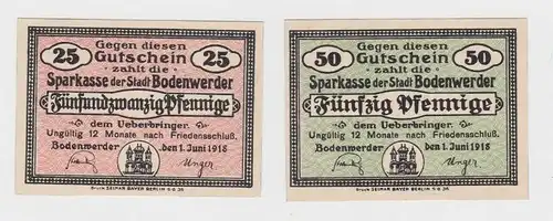 25 & 50 Pfennig Banknoten Stadt Bodenwerder 1.Juni 1918  (132416)