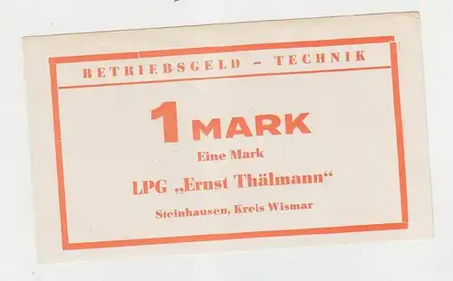 1 Mark Banknote DDR LPG Geld Steinhausen Kreis Wismar  (116459)