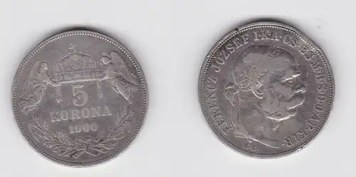 5 Kronen Silber Münze Österreich Kaiser Franz Josef 1900 (119655)